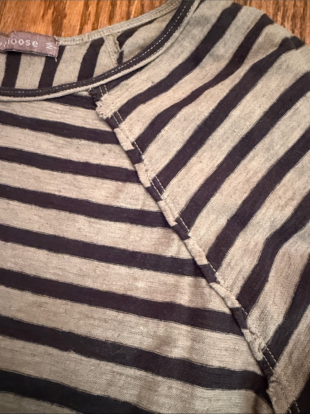 Linen Cotton Striped Pocket Swing Tunic Top M Cut Loose Made in USA - Picture 3 of 11